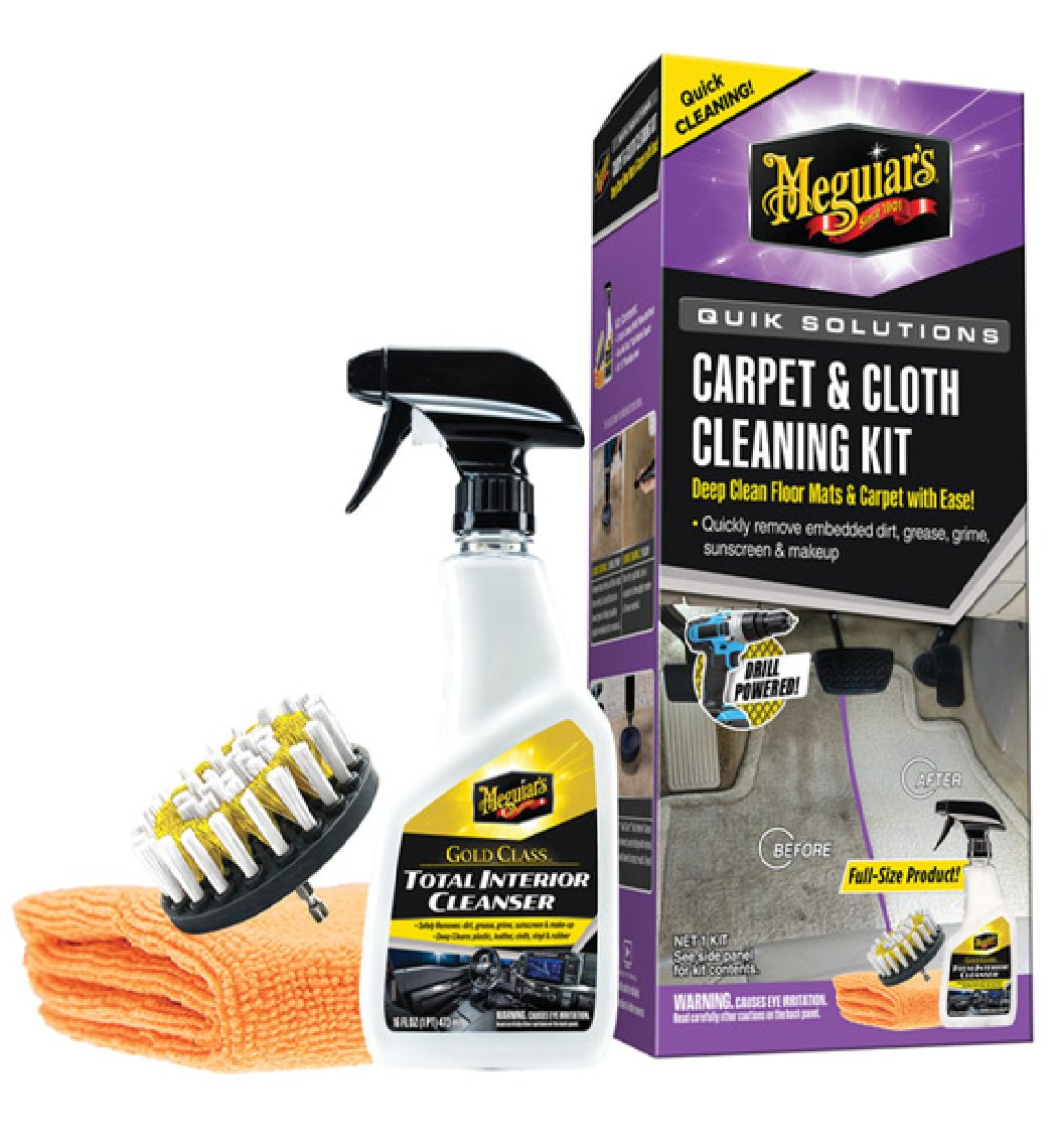 Meguiar's Gold Class Carpet and Cloth Cleaning Kit with Microfiber Towel & Drill Attachment