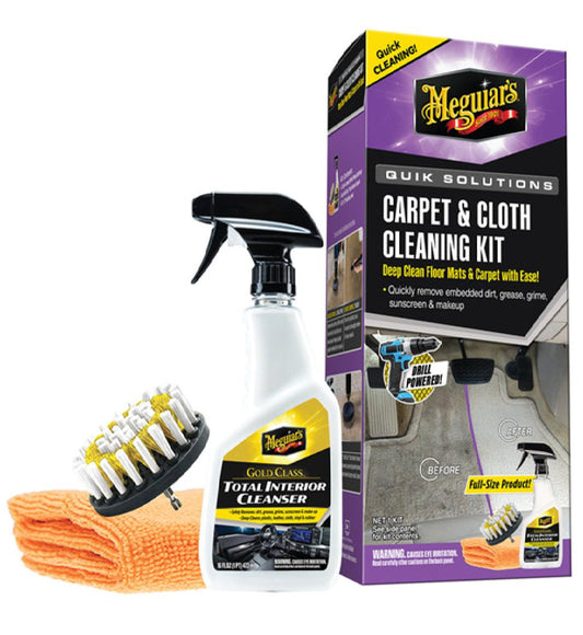 Meguiar's Gold Class Carpet and Cloth Cleaning Kit with Microfiber Towel & Drill Attachment