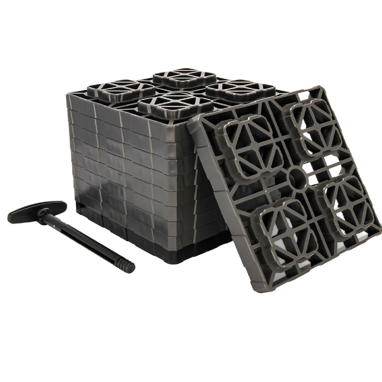 Camco RV Fasten Leveling Blocks XL with T-Handle 2 x 2 Grey (10- Pack)