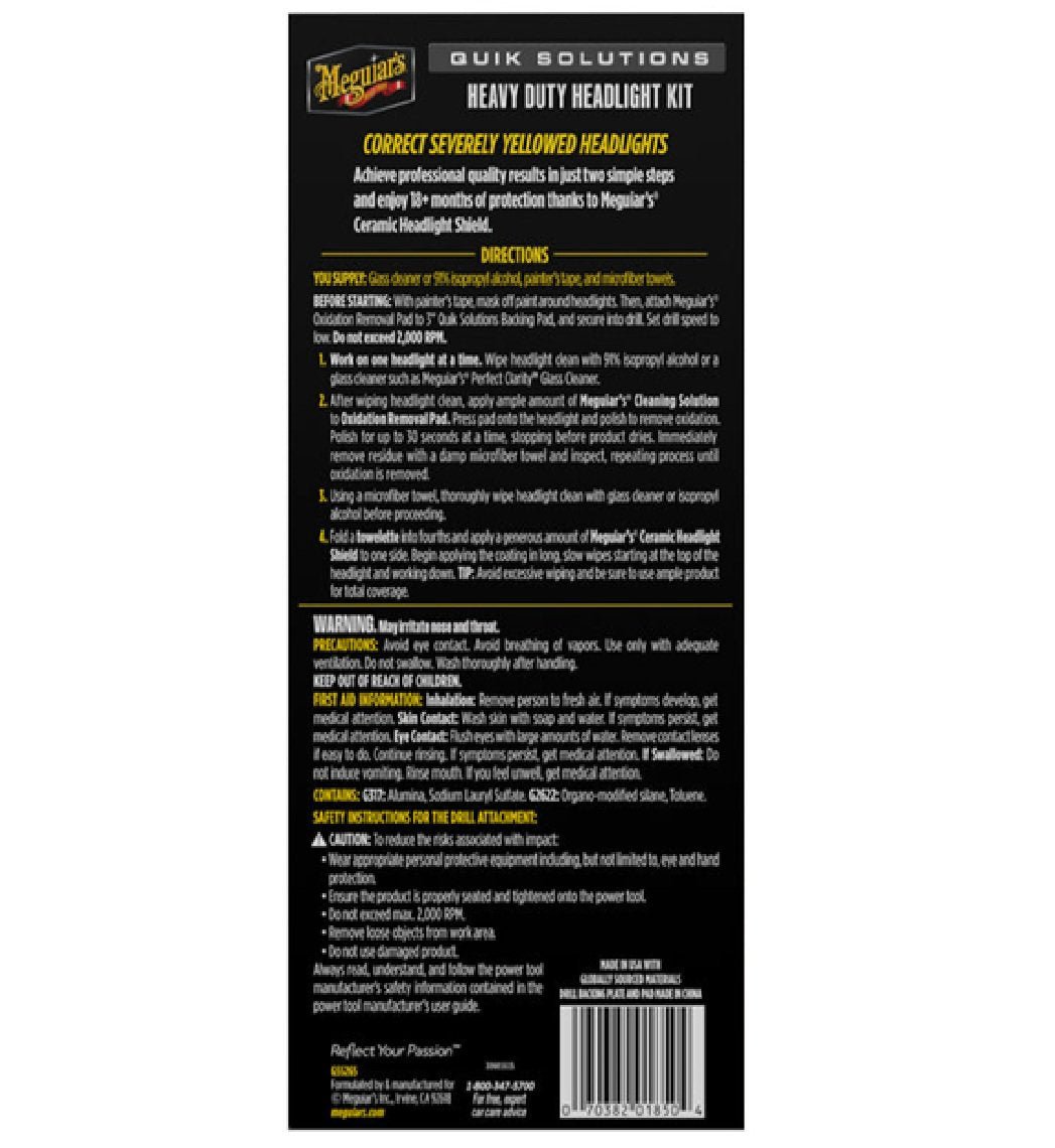 Meguiar's Heavy Duty Headlight Restoration Kit with Drill Attachment