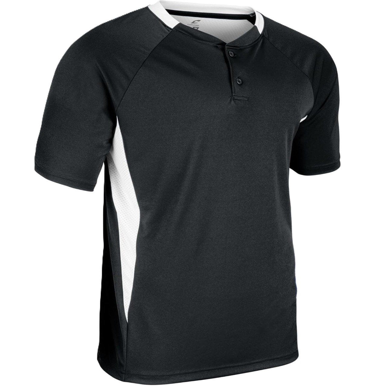 Champro Clean Up 2 Button Baseball/Softball Jersey, Adult  2XL, Black, White