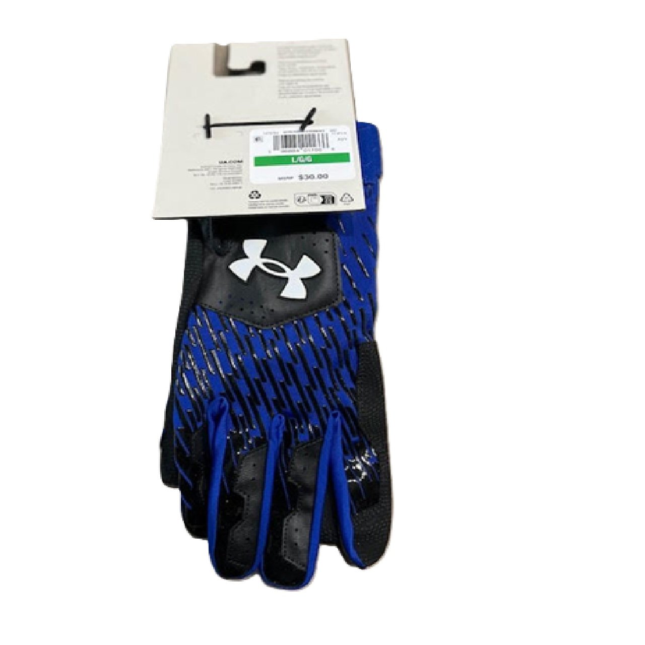 Under Armour Mens Clean Up Baseball Batting Gloves Blue Pair