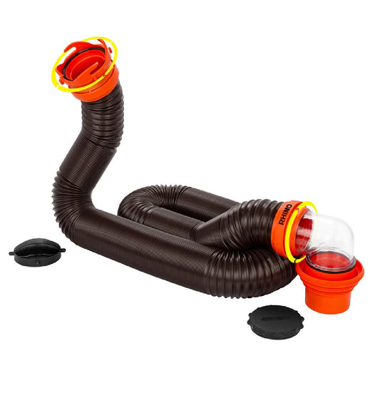 Camco RhinoFLEX 15' Sewer Hose Kit w/4 In 1 Elbow Caps