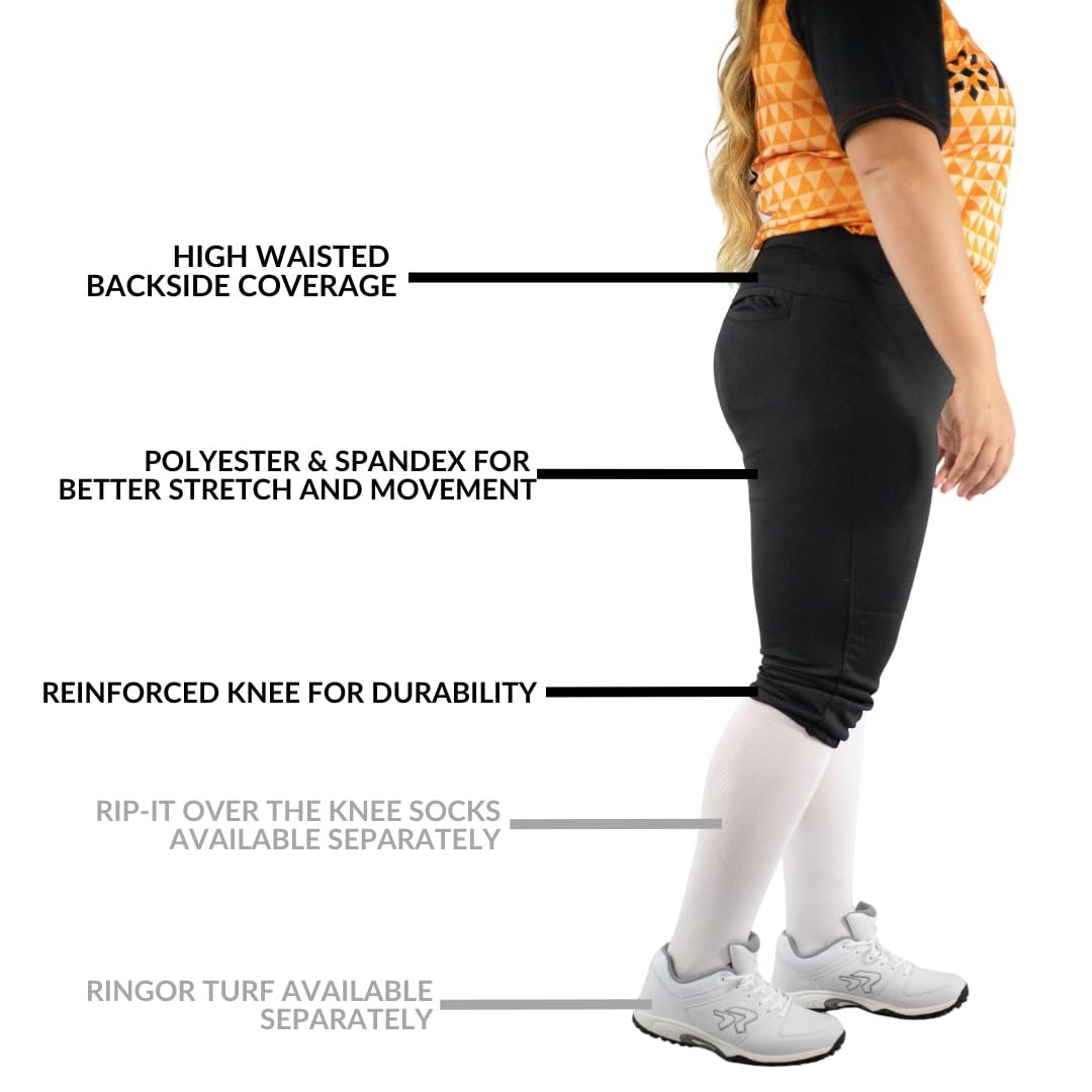 RIP-IT Women's Revolution Softball Pants - Curvy Cut - Black